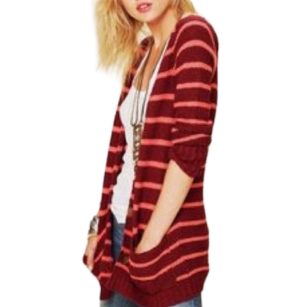 Free People Beach Striped Cardigan Sweater